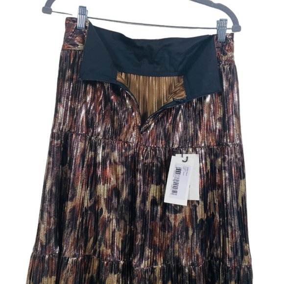 Ba&sh NEW Women's Metallic Poly Violet Tiered Pleated Midi Skirt Size 8 - Picture 9 of 16